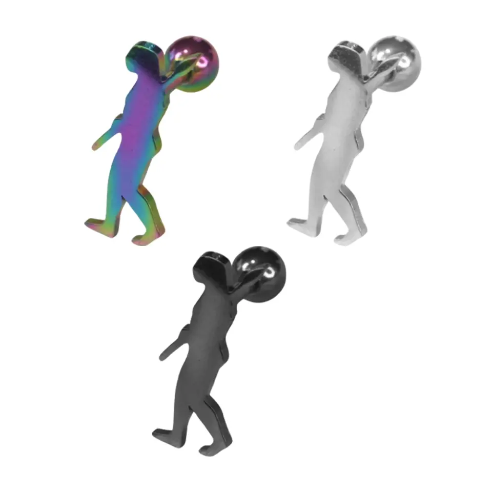 Gökkuşağı gümüş ve siyah renk seçenekli kararmayan 316L çelik helix kıkırdak piercing modelleri