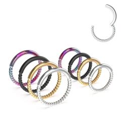 Çelik Kilitli Burgulu Gökkuşağı Halka Piercing, Tragus-Smiley-Helix-Dudak-Auricle-Kıkırdak