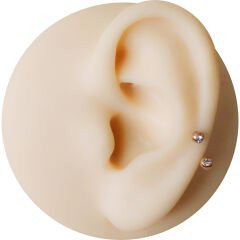 Taşlı Rose Çelik Yarım Halka Piercing, Tragus-Daith-Helix-Dudak-Septum