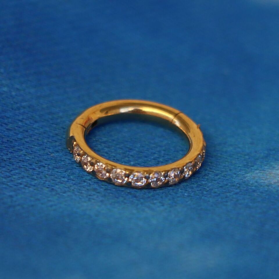 Elegant Glow Altın Renk Menteşeli Clicker 316L Cerrahi Çelik Halka Septum Kıkırdak Piercing 8mm