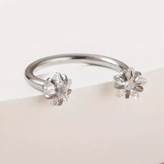 Yıldız Taşlı Çelik Yarım Halka Piercing, Tragus-Daith-Helix-Dudak-Septum