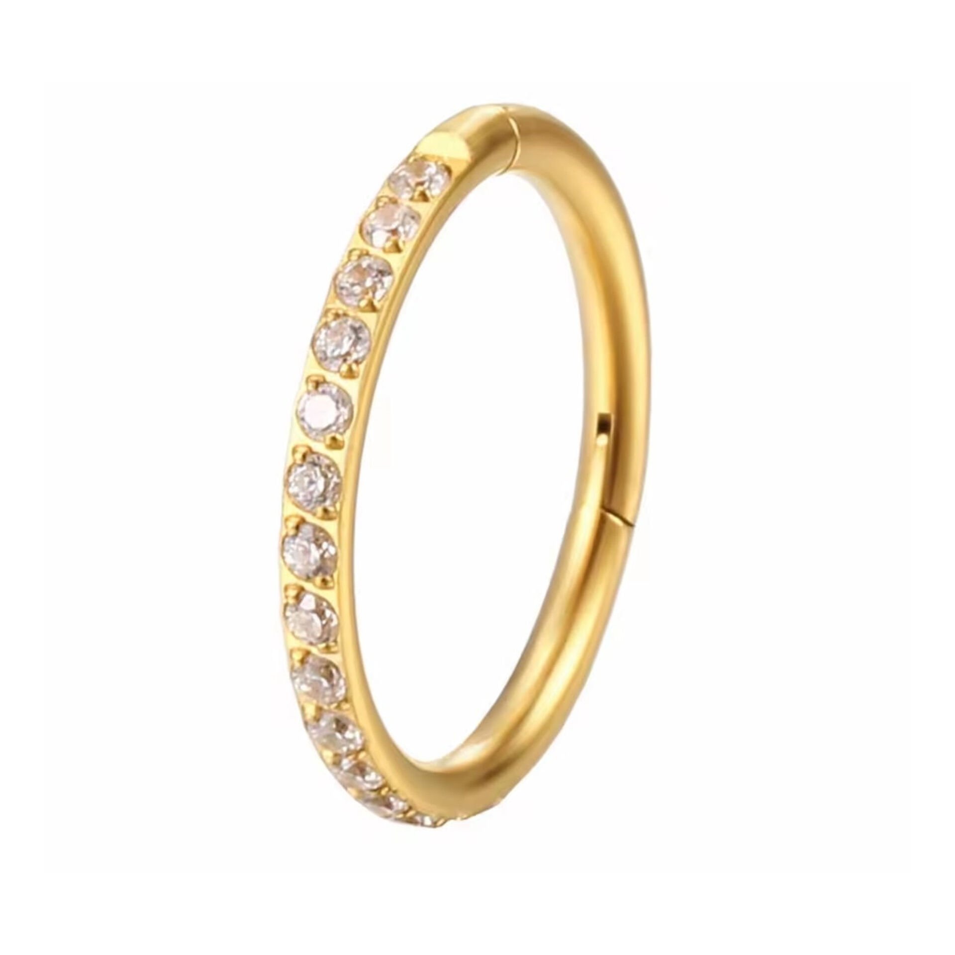 Elegant Glow Altın Renk Menteşeli Clicker 316L Cerrahi Çelik Halka Septum Kıkırdak Piercing 10mm