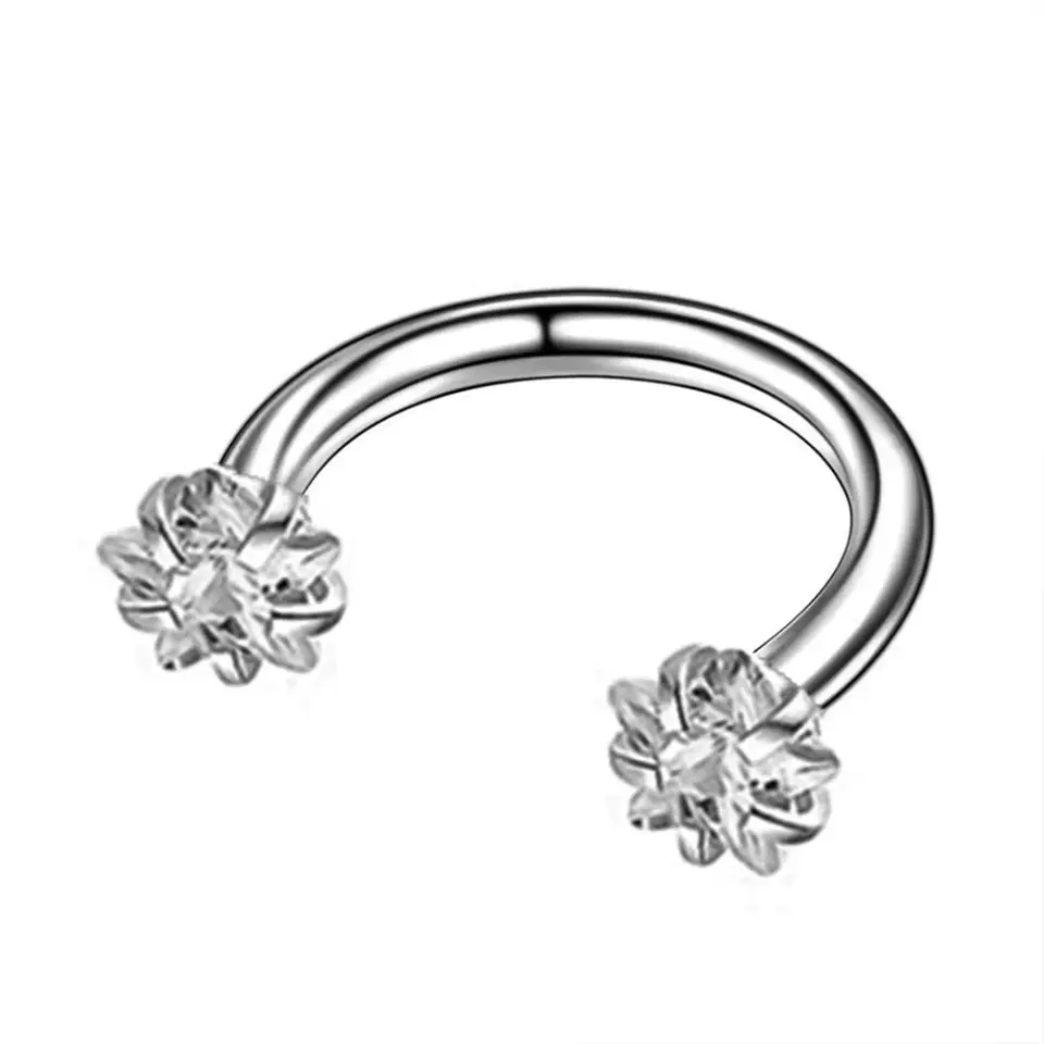 Farklı çap seçenekli anti-alerjik yıldız taşlı dudak burun kıkırdak piercing modeli