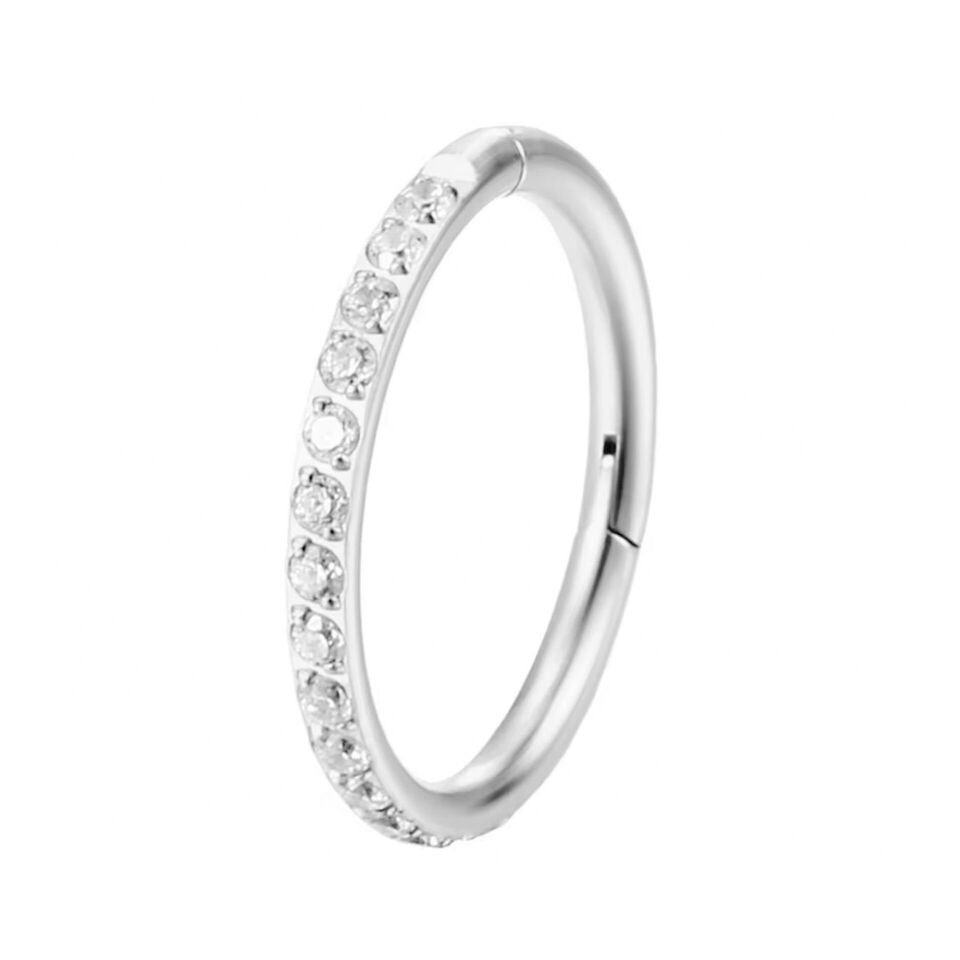Pure Glow Gümüş Renk Menteşeli Clicker 316L Cerrahi Çelik Halka Septum Kıkırdak Piercing 8mm