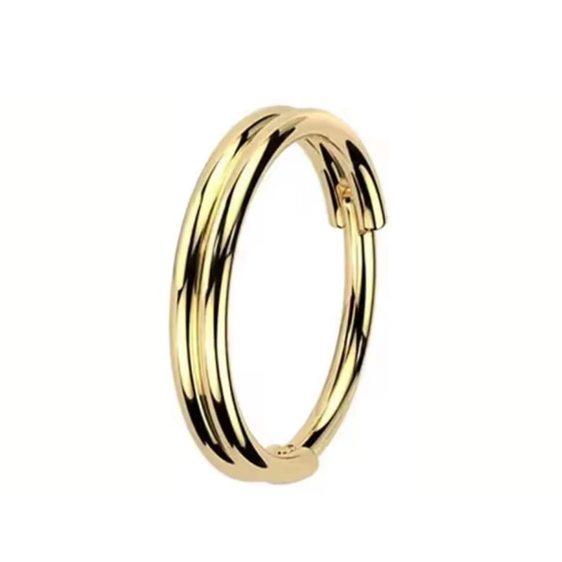 Twin Halo İkiz Hale - Altın Renk Menteşeli Clicker 316L Cerrahi Çelik Halka Septum Kıkırdak Piercing 10 mm