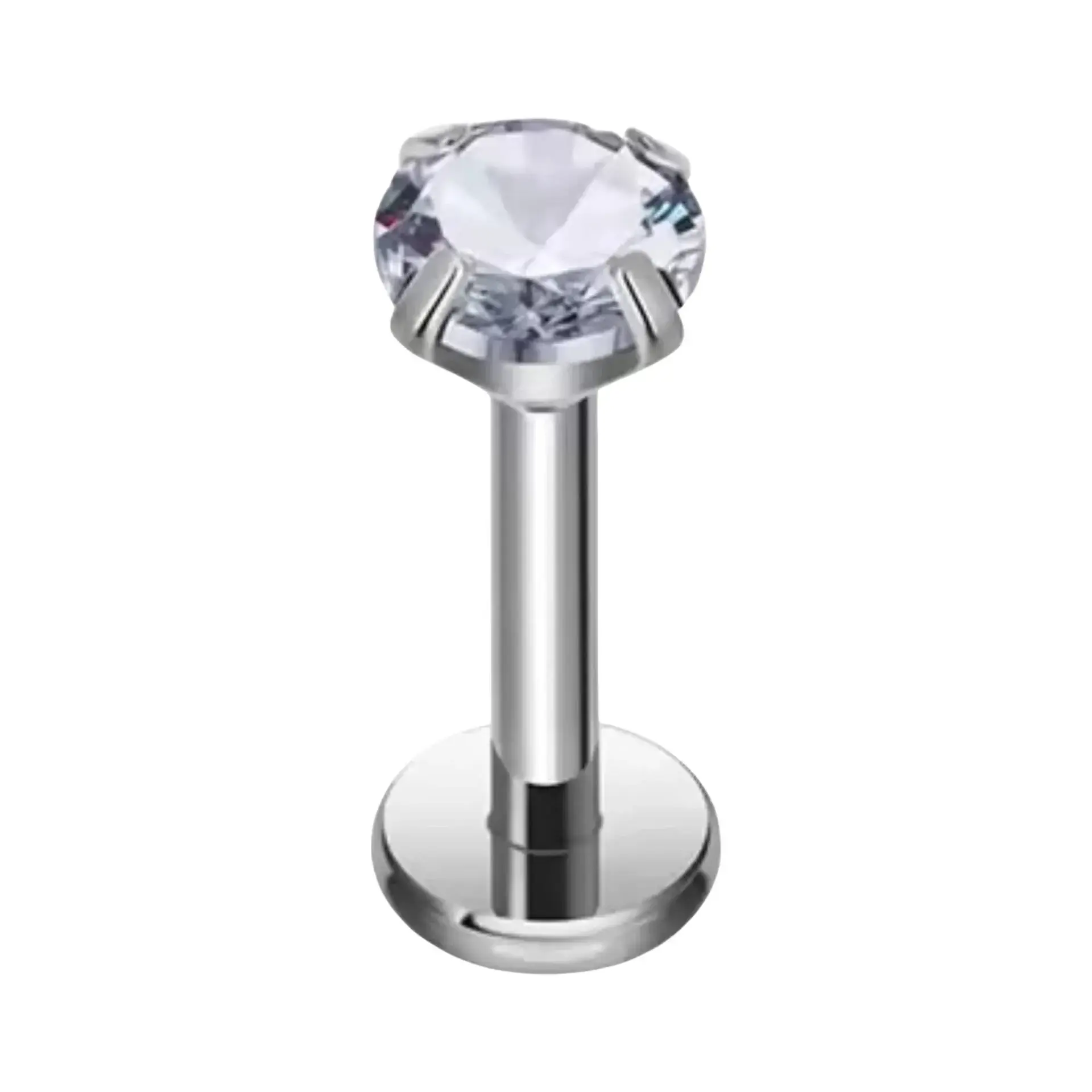 316L cerrahi çelik gümüş yuvarlak zirkon model burun dudak piercing