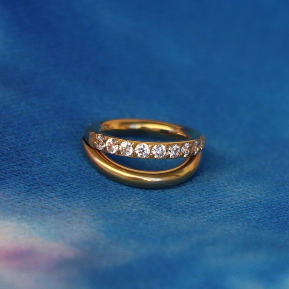 Moonline Altın Renk Menteşeli Clicker 316L Cerrahi Çelik Halka Septum Kıkırdak Piercing 8mm