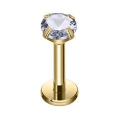 Tek Taş Gold Çelik Labret Piercing, Tragus-Dudak-Helix-Kıkırdak
