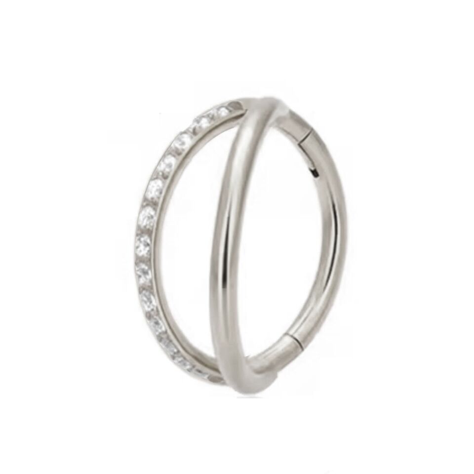 Moonline Gümüş Renk Menteşeli Clicker 316L Cerrahi Çelik Halka Septum Kıkırdak Piercing 10mm