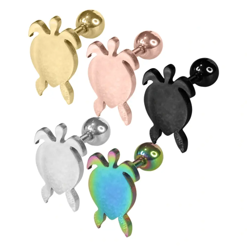 Altın rose gümüş siyah ve gökkuşağı renkli kararmayan 316L çelik helix kıkırdak piercing modelleri