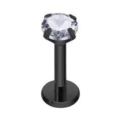 Siyah 3 mm yuvarlak zirkon taşlı dudak tragus burun kıkırdak piercing