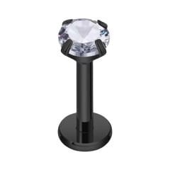 Tek Taş Siyah Çelik Labret Piercing, Tragus-Dudak-Helix-Kıkırdak