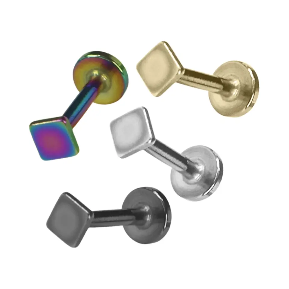 Gümüş siyah altın ve gökkuşağı renk seçenekli kararmayan 316L çelik tragus helix dudak piercing modelleri
