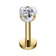 Kalp Taş Gold Çelik Labret Piercing, Tragus-Dudak-Helix-Kıkırdak