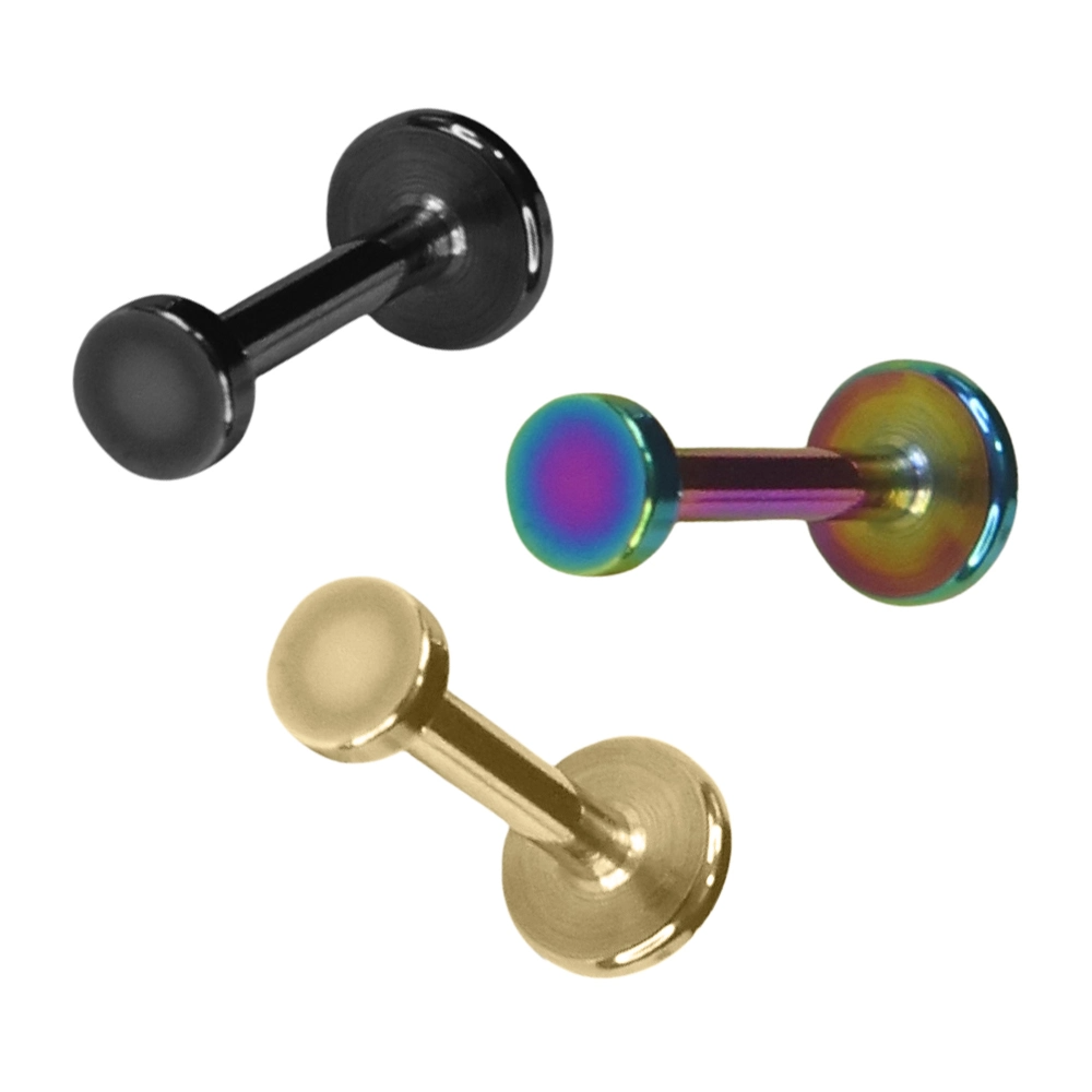 Siyah altın ve gökkuşağı renk seçenekli kararmayan 316L çelik tragus helix dudak piercing modelleri