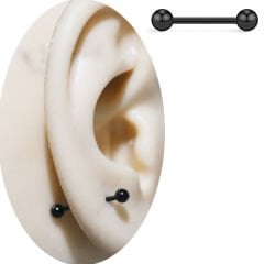 Toplu Siyah Çelik 1,2 mm Düz Bar Piercing, Tragus-Helix-Meme-Septum-Kıkırdak