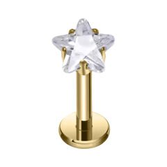 Yıldız Taş Gold Çelik Labret Piercing, Tragus-Dudak-Helix-Kıkırdak