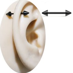 Spayk Siyah Çelik 1,2 mm Düz Bar Piercing, Tragus-Helix-Meme-Septum-Kıkırdak