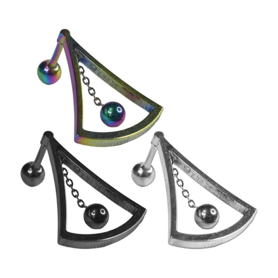 Gümüş siyah ve gökkuşağı renk seçenekli kararmayan 316L çelik helix kıkırdak piercing modelleri