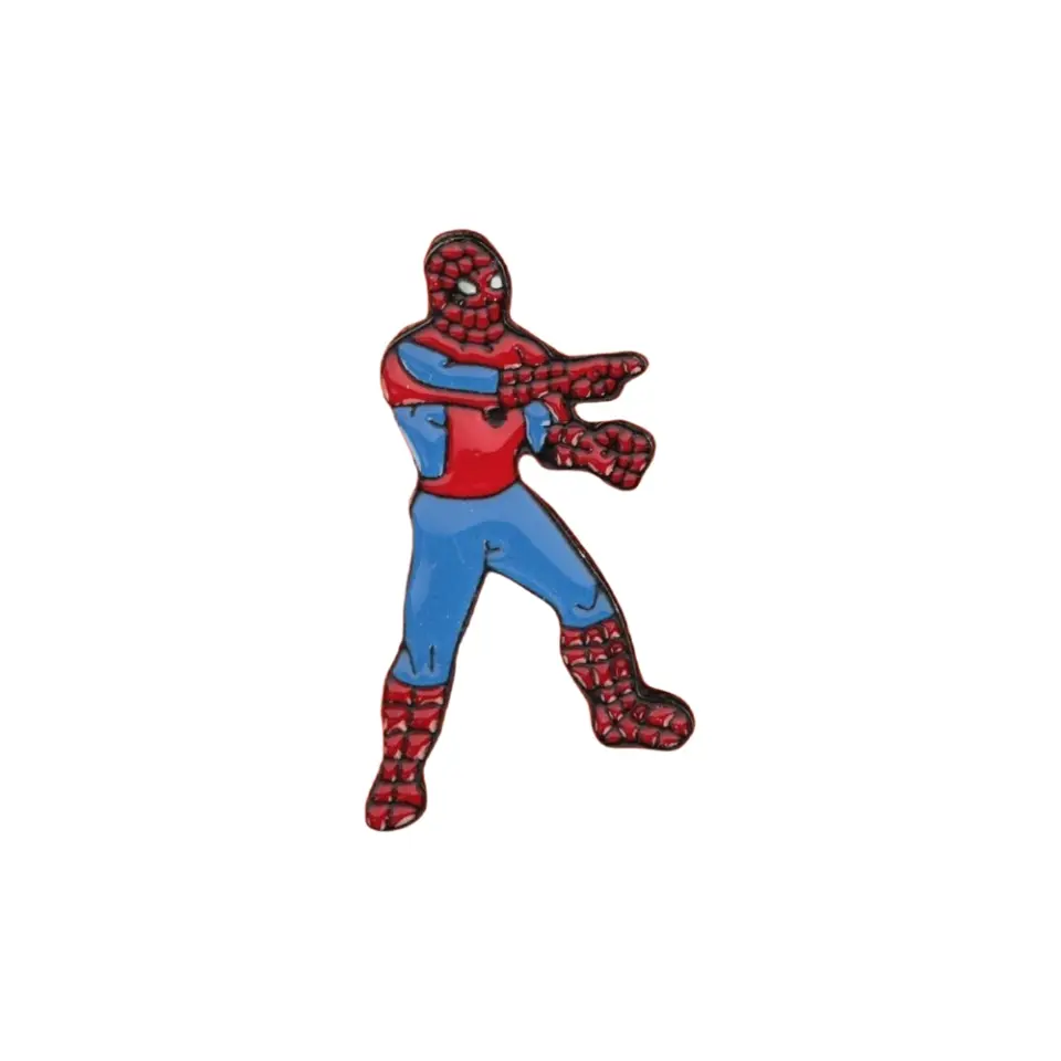 Kırmızı ve mavi kostümlü Spiderman figürlü mineli rozet