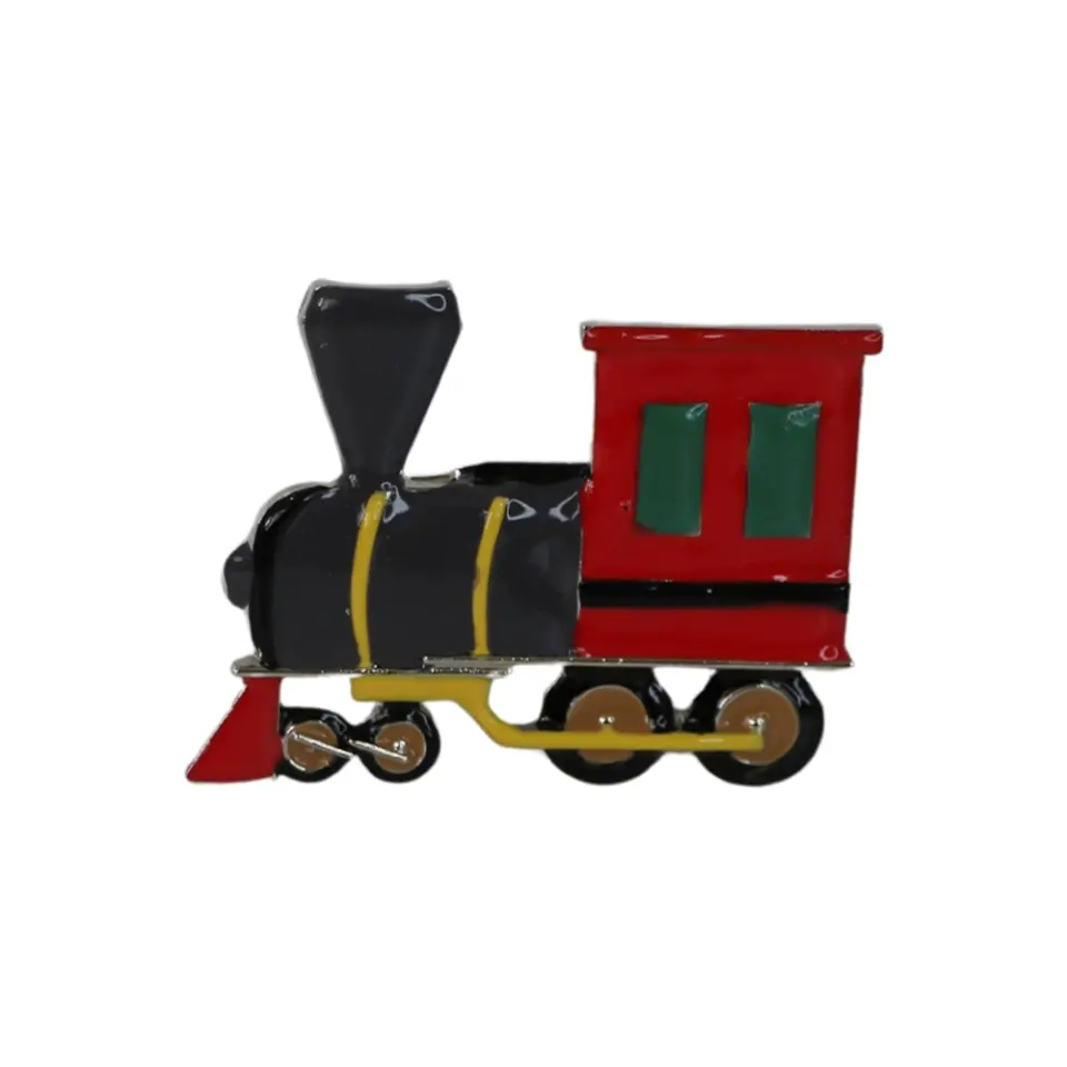 Nostaljik lokomotif tasarımlı renkli metal tren iğneli rozet, ceket ve sırt çantası aksesuarı