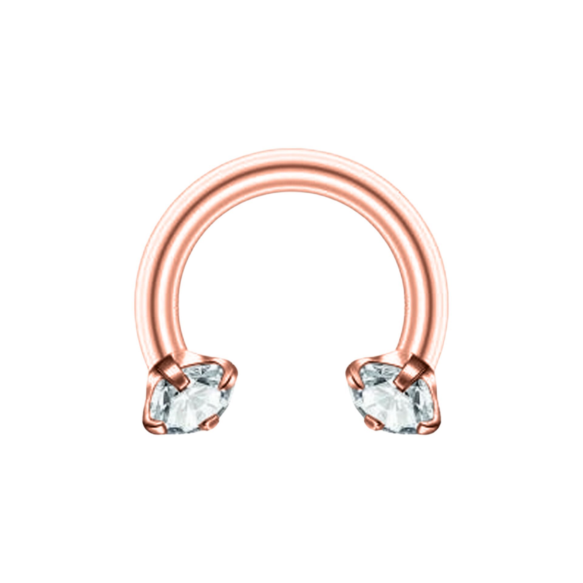 Taşlı Rose Çelik Yarım Halka Piercing, Tragus-Daith-Helix-Dudak-Septum