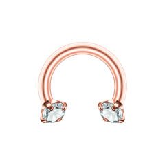 Taşlı Rose Çelik Yarım Halka Piercing, Tragus-Daith-Helix-Dudak-Septum