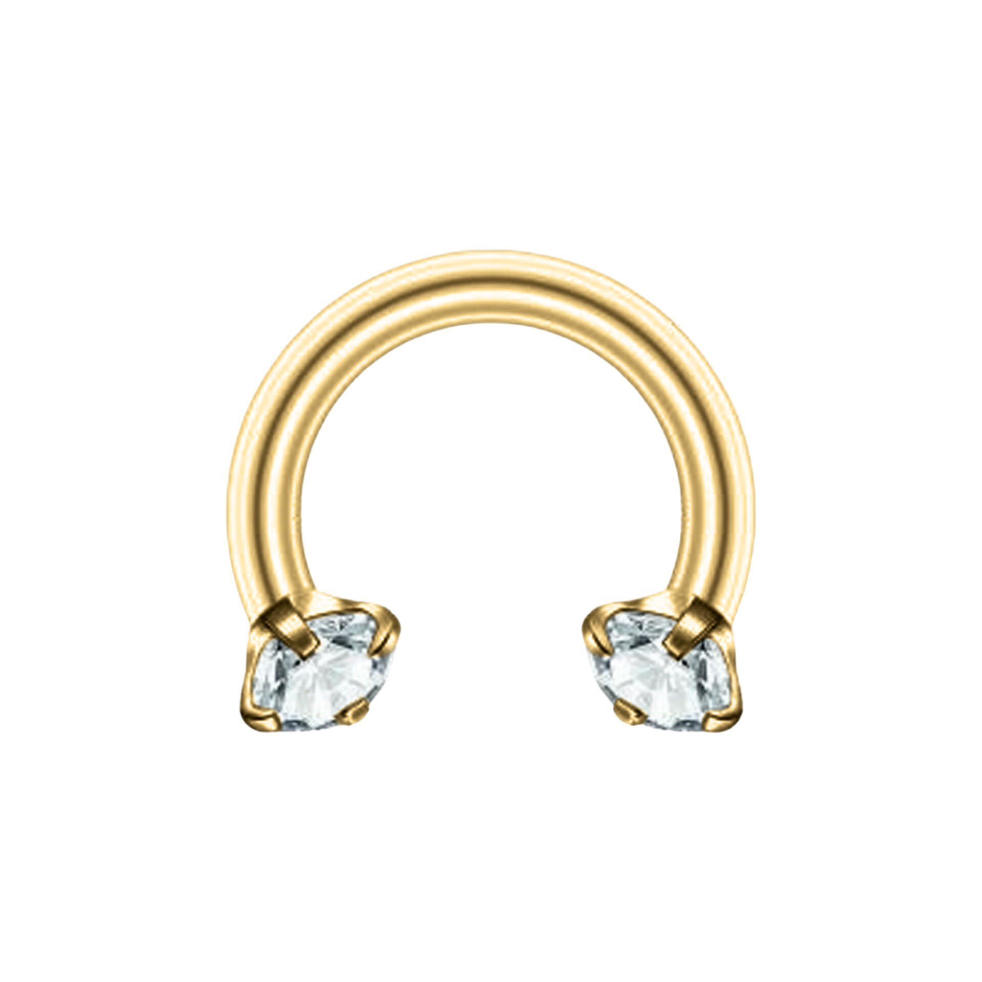 Taşlı Gold Çelik Yarım Halka Piercing, Tragus-Daith-Helix-Dudak-Septum