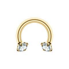 Taşlı Gold Çelik Yarım Halka Piercing, Tragus-Daith-Helix-Dudak-Septum
