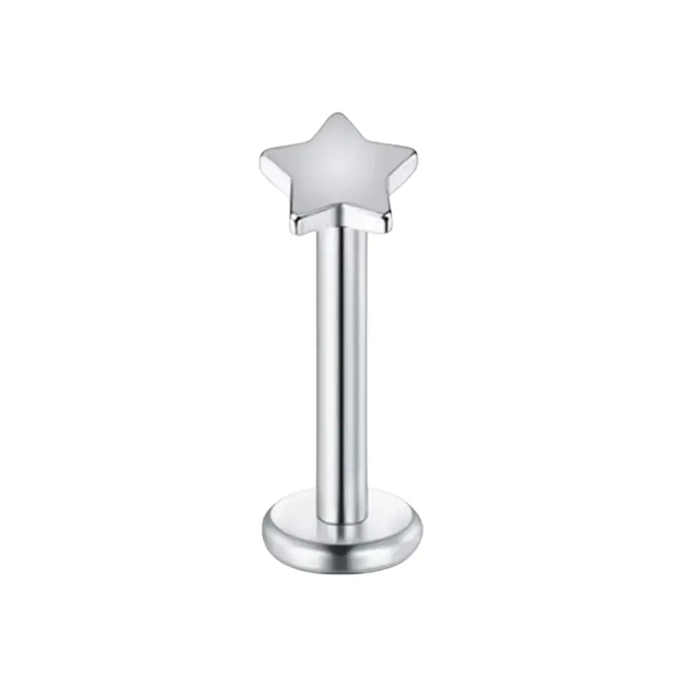 Gümüş renk 3 mm yıldız figürlü dudak tragus burun kıkırdak piercing aksesuarı