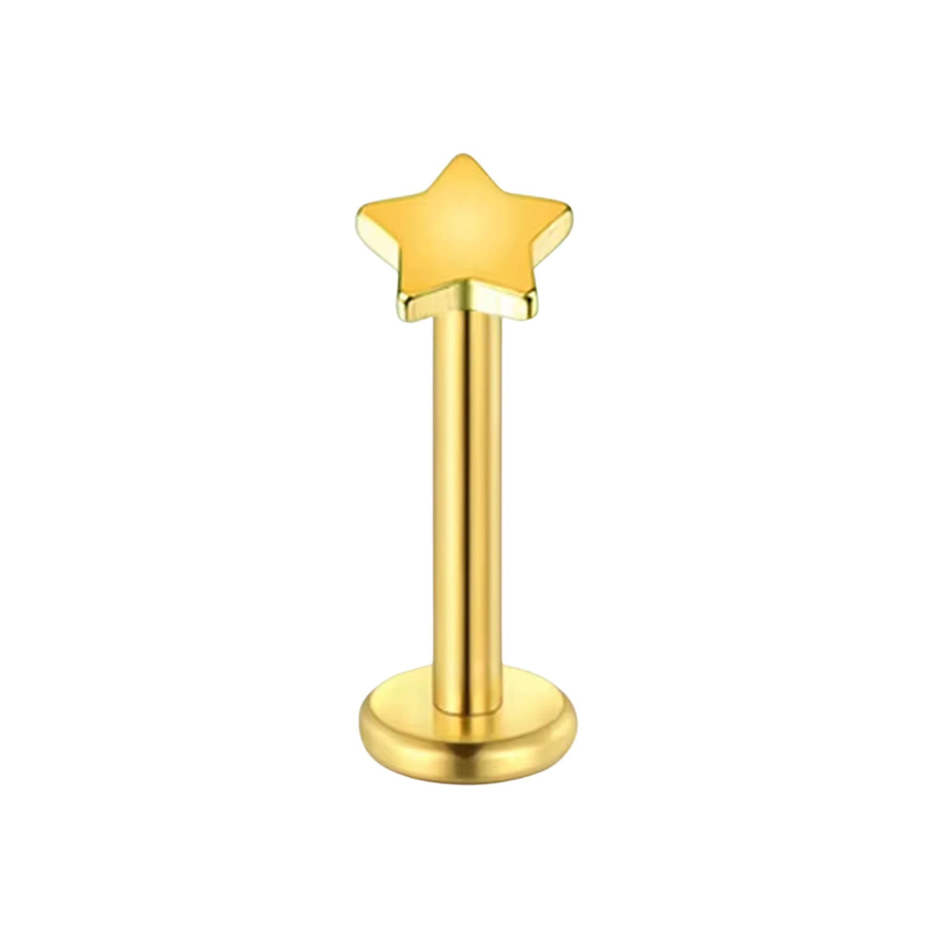 Yıldız Gold Çelik Labret Piercing, Tragus-Dudak-Helix-Kıkırdak