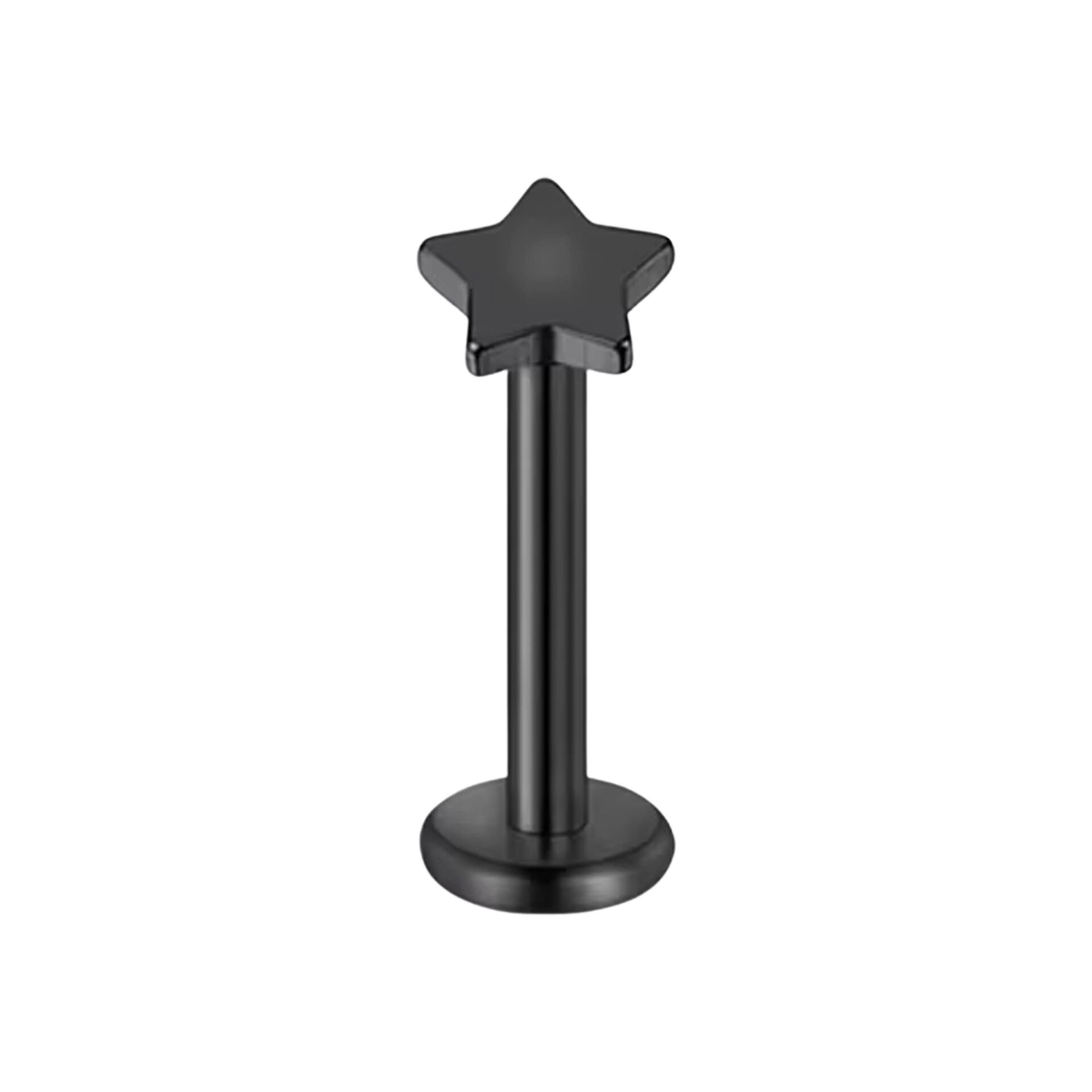 Yıldız Siyah Çelik Labret Piercing, Tragus-Dudak-Helix-Kıkırdak