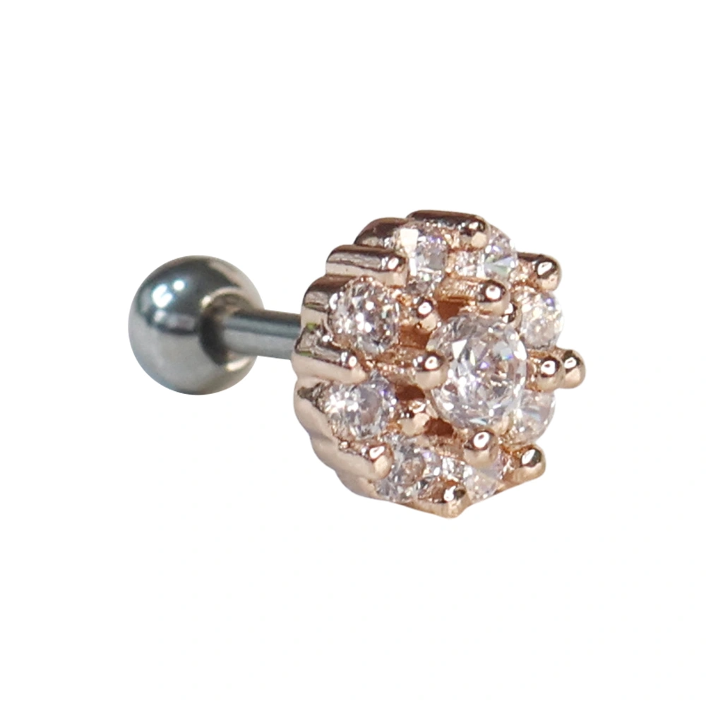 Rose kaplama güneş tasarımlı zirkon taşlı helix kıkırdak piercing tüm detayları