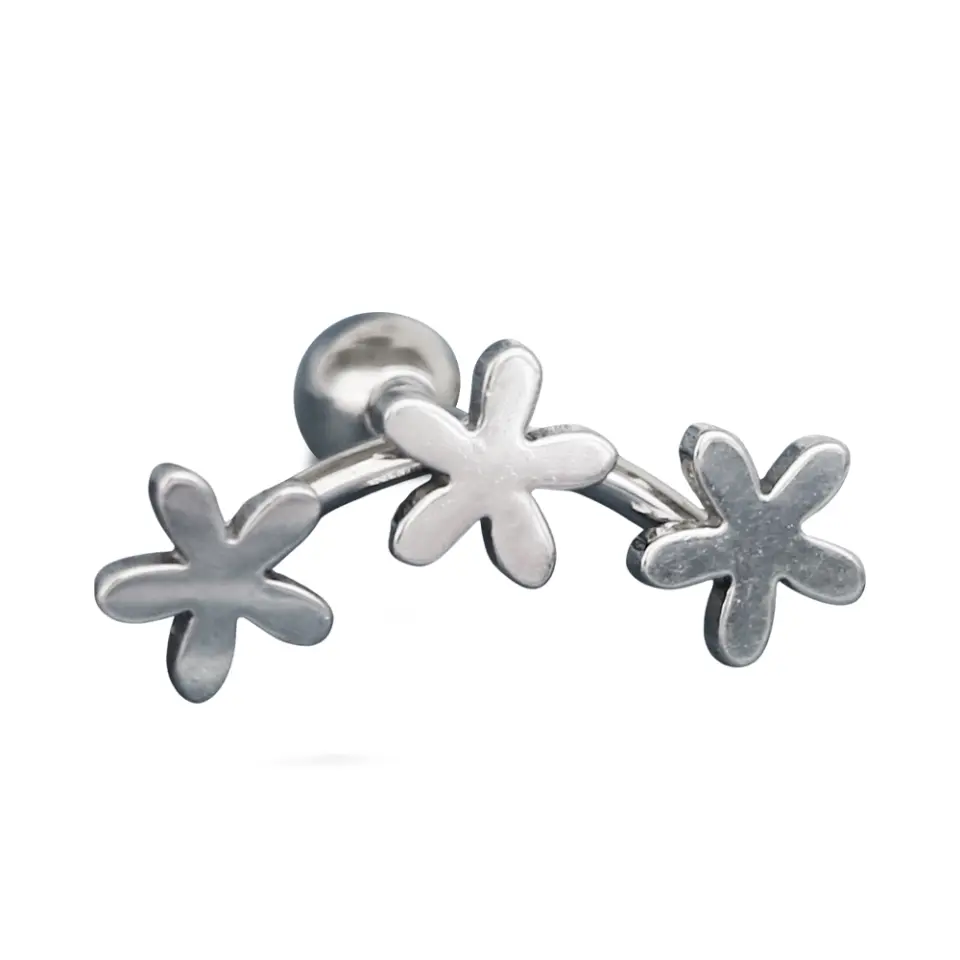 Tamamı 316L cerrahi çelik artemis bahçesi model tragus helix kıkırdak piercing ürün detay çekimi