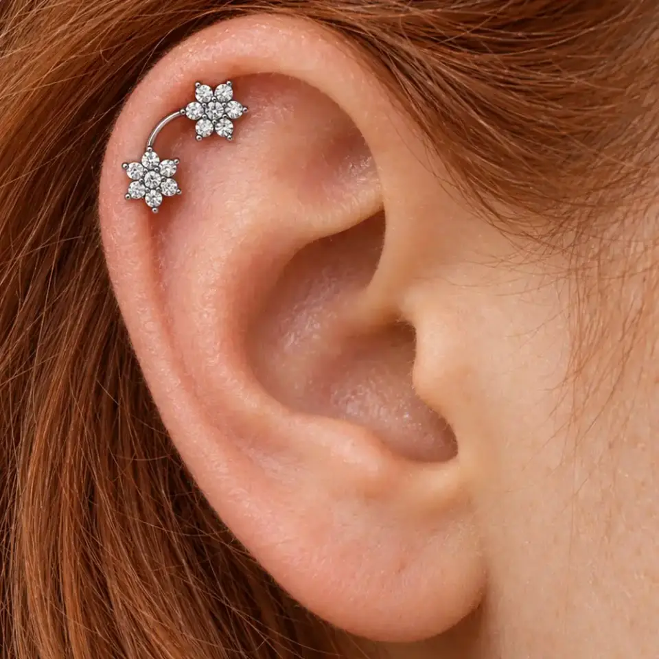 cift-papatya-helix-piercing