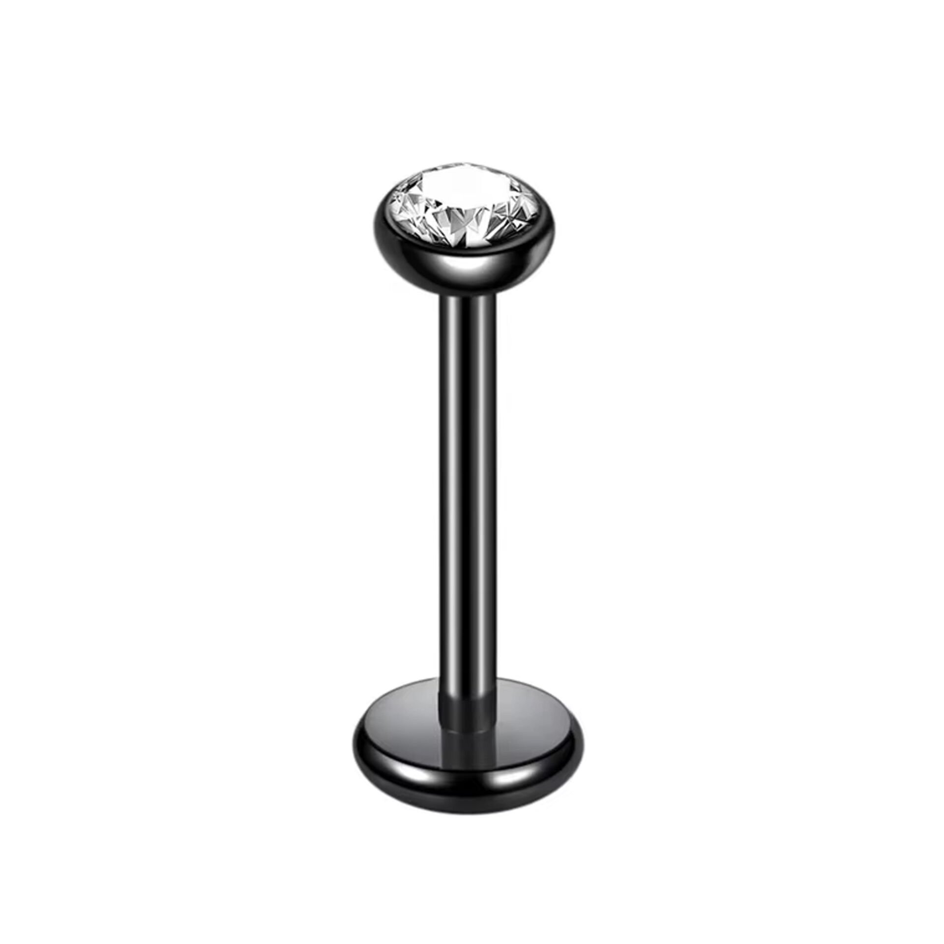 Tek 2mm Taş Siyah Çelik Labret Piercing, Tragus-Dudak-Helix-Kıkırdak