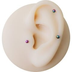 Toplu Gökkuşağı Çelik Flatback Düz Bar Piercing, Tragus-Helix-Conch-Burun-Dudak-Kıkırdak