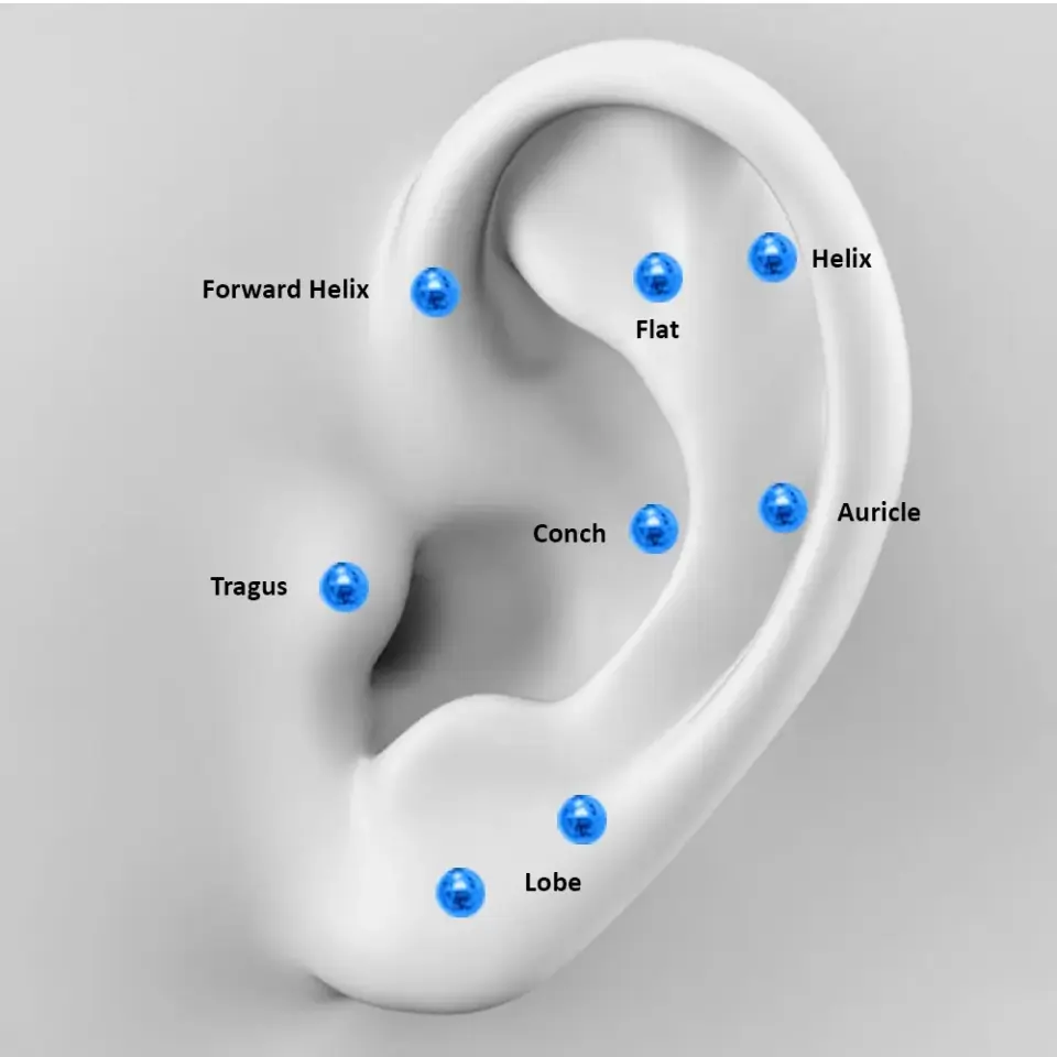 Mavi parlak cerrahi çelik dudak tragus kıkırdak piercing flatback model