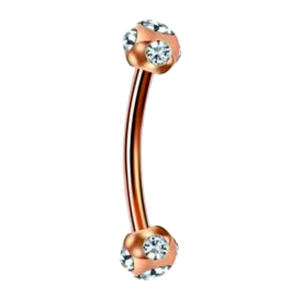 Çok Taşlı Top Tasarımlı rose rengi 316L Cerrahi Çelik Kaş ve Rook Piercing