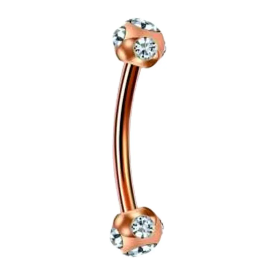 Çok Taşlı Top Tasarımlı rose rengi 316L Cerrahi Çelik Kaş ve Rook Piercing