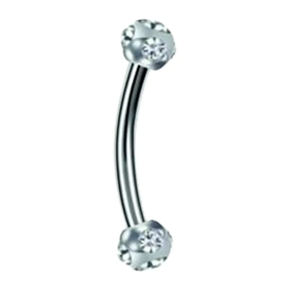 Çok Taşlı Top Tasarımlı gümüş rengi 316L Cerrahi Çelik Kaş ve Rook Piercing