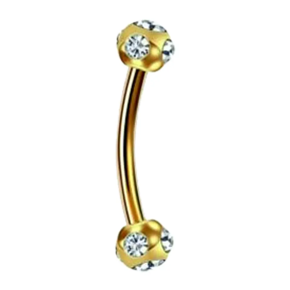 Çok Taşlı Top Tasarımlı gold rengi 316L Cerrahi Çelik Kaş ve Rook Piercing