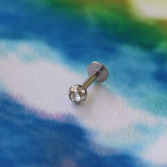 Çok Taş Çelik Labret Piercing, Tragus-Dudak-Helix-Kıkırdak