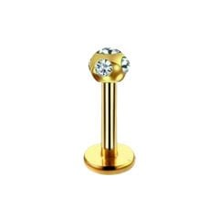 Çok Taş Gold Çelik Labret Piercing, Tragus-Dudak-Helix-Kıkırdak