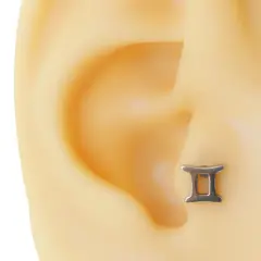İkizler burcu sembollü gümüş renk cerrahi çelik tragus piercing