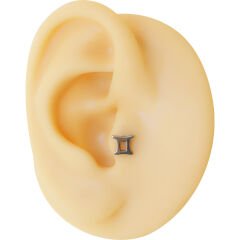 İkizler Burcu 6x1,2mm Çelik Labret Piercing, Tragus-Lobe-Helix-Kıkırdak