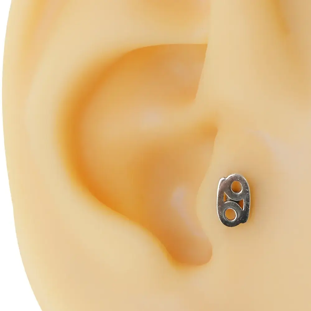 Yengeç burcu sembollü gümüş renk cerrahi çelik tragus piercing