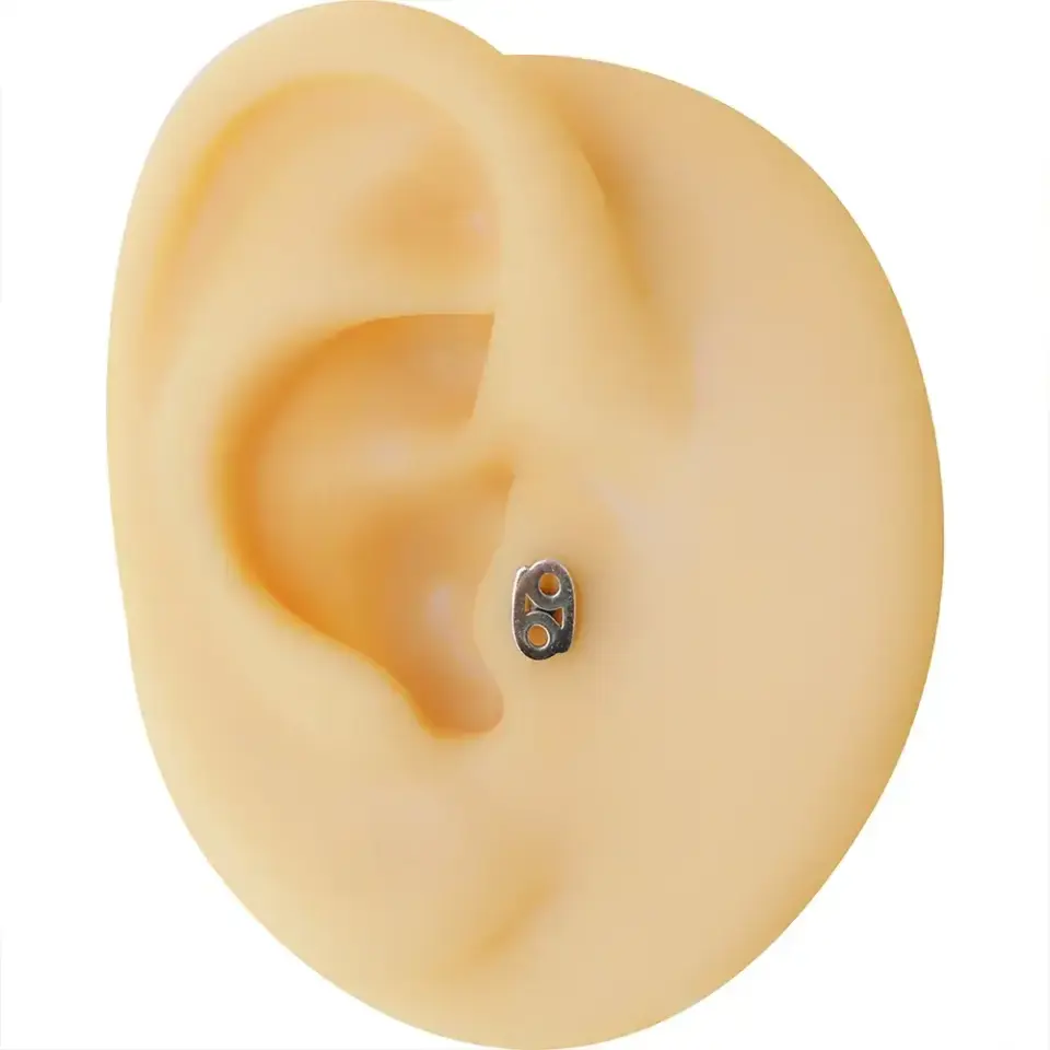 Tragus piercing flatback (arkası düz) vidalı sistem 