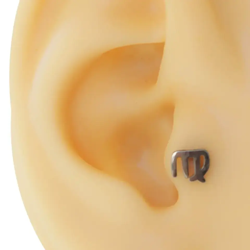 Başak burcu sembollü gümüş renk cerrahi çelik tragus piercing