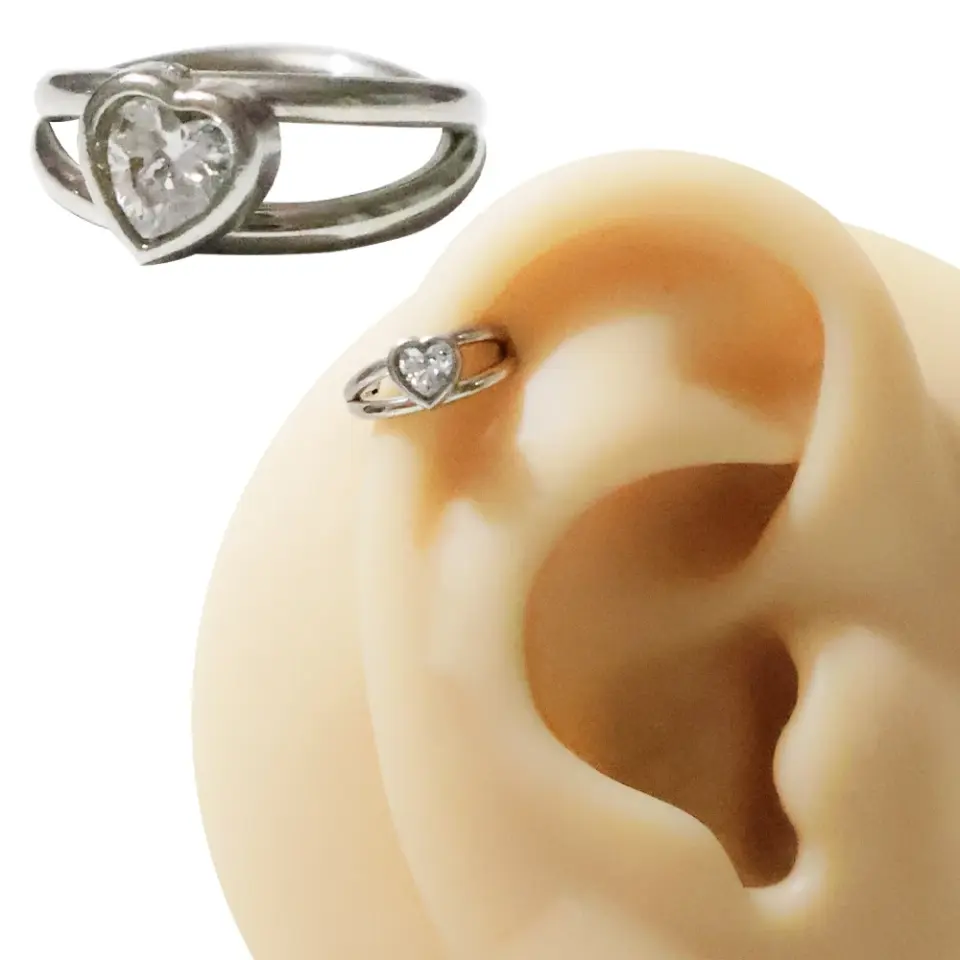 Helix ve tragus kullanımı için uygun paslanmaz gümüş halka helix kıkırdak piercing tasarımı